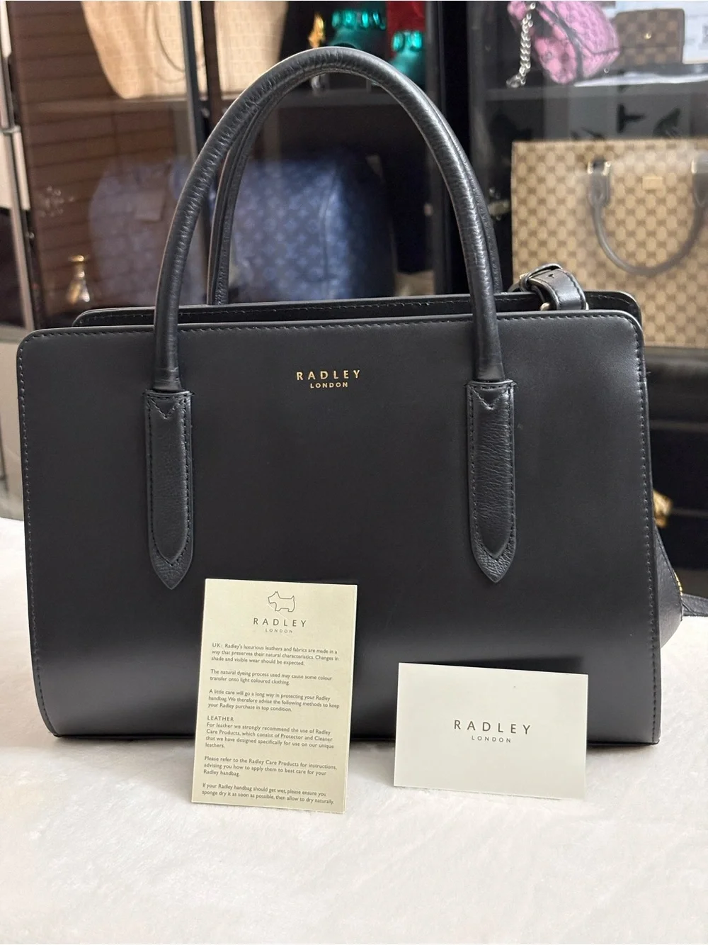 RADLEY LONDON Black Leather Structured Top-Handle Satchel